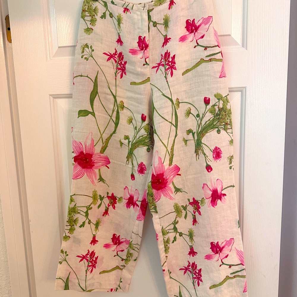Linen Pants in tropical print